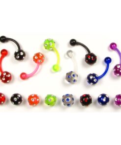 Bauchnabelpiercing UV mit Kristallen Acryl und PTFE Stab | Verschiedene Farben