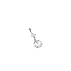 Bauchnabelpiercing mit Doppelring-Anhänger & Kristallen
