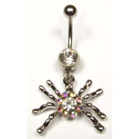 Bauchnabelpiercing mit Anhänger Spinne und Kristallen