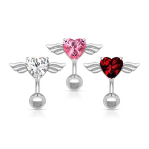 Bauchnabelpiercing Reverse Kristallherz mit Flügeln