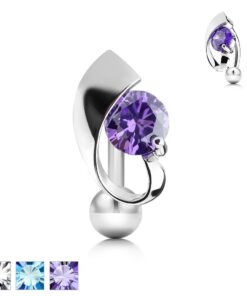 Bauchnabelpiercing Reverse mit Kubischem Zirkonia in der Mitte