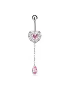 Bauchnabelpiercing mit Herz & funkelnden Kristallen Rosa