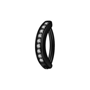 Bauchnabelpiercing Schwarz mit 9 Kristallen