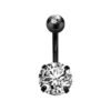 Bauchnabelpiercing Schwarz mit Doppelkristall