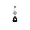 Bauchnabelpiercing Geist mit Herz – Schwarz beschichtet mit Kristallen im Dark Style