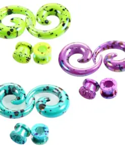 Spirale & Tunnel 4 Stück in Neonfarben aus Acryl