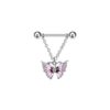 Brustwarzenpiercing Schmetterling Rosa/Schwarz mit Kristallen