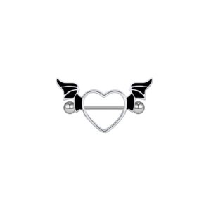 Brustwarzenpiercing Herz mit Flügel Goth/Punk Schwarz