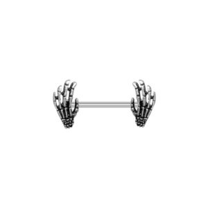 Brustwarzenpiercing Skeletthände Edelstahl