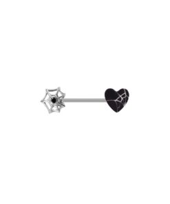 Brustwarzenpiercing Schwarzes Herz und Spinnennetz