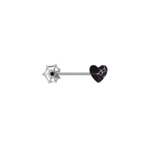 Brustwarzenpiercing Schwarzes Herz und Spinnennetz