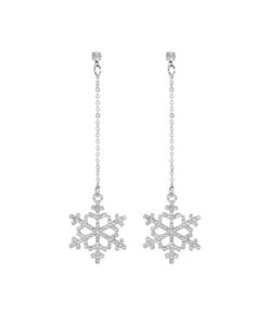 Ohrhänger Edelstahl mit Schneeflocken-Anhänger und Kristallen lang