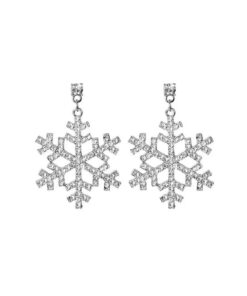 Ohrhänger Edelstahl mit Schneeflocken-Anhänger und Kristallen kurz