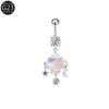 Bauchnabelpiercing Herz mit Opal & Mond und Stern Anhänger | G23 Titan