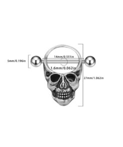 Brustwarzenpiercing Totenkopf aus 316L Edelstahl – Skull Design