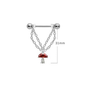Brustwarzenpiercing 316L Edelstahl mit Ketten & Kristallanhänger – Rot & Klar