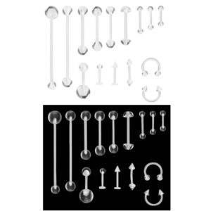 Piercing Set Transparent – Bioflex / Flex Kunststoff – Labret, Barbell & Circular