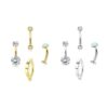 Bauchnabelpiercing Set – mit Zirkonia- und Opal-Elementen in Gold und Silber