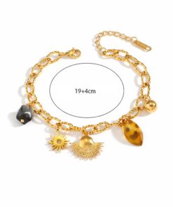 Charm Armband  – Edelstahl vergoldet – Sonne & Natur Anhänger