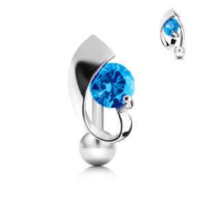 Bauchnabelpiercing Reverse mit Kubischem Zirkonia in der Mitte – Bild 3