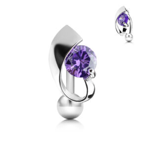 Bauchnabelpiercing Reverse mit Kubischem Zirkonia in der Mitte – Bild 4