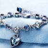 Kristall Armband mit Herzanhänger – Weiss/Blau