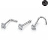 Titan Nasenpiercing Set – 3 Modelle (Gerade, Spirale und L-Stab) – hypoallergen & elegant