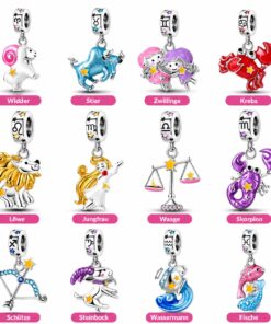 Cartoon Sternzeichen Anhänger – Farbenfroher Charm für Armband & Kette