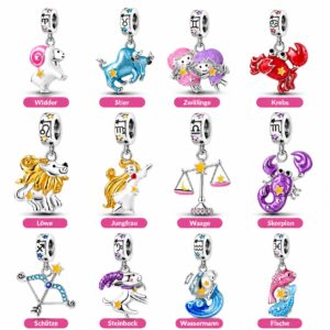Cartoon Sternzeichen Anhänger – Farbenfroher Charm für Armband & Kette