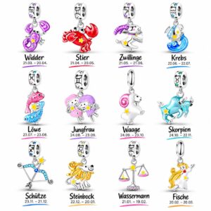 Cartoon Sternzeichen Anhänger – Farbenfroher Charm für Armband & Kette